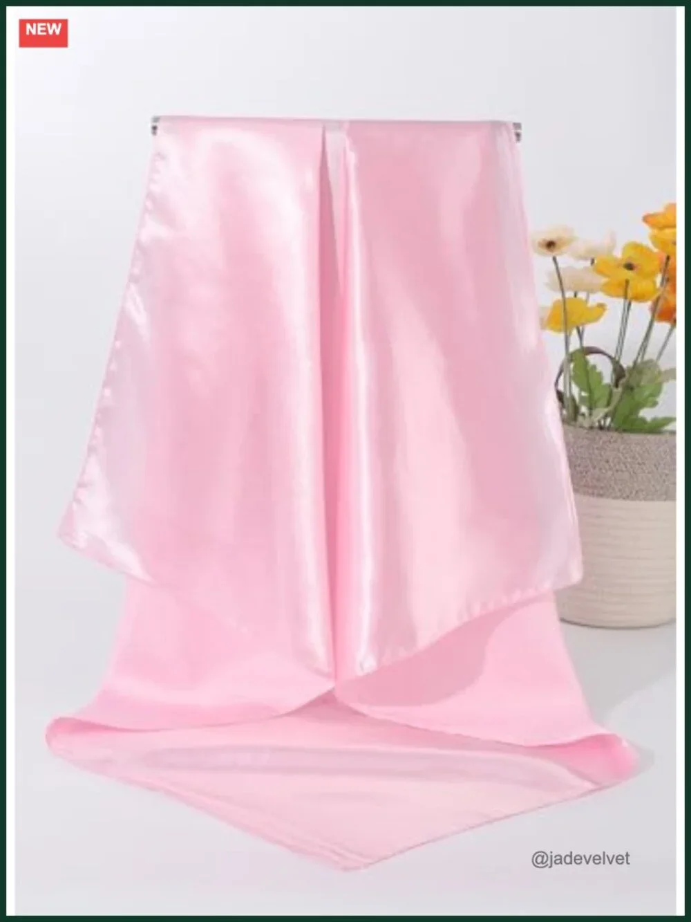Large Square Satin Hair Scarf for Women 35x35 2Pcs Silk Like Bandanas Head Wraps